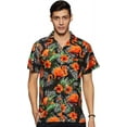 thumbnail image 1 of Stylore Hawaiian Shirt for Men Relaxed-Fit Funky Flamingo Black Orange 5XL, 1 of 5