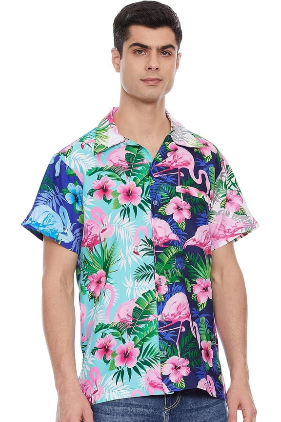 Hawaiian Shirt for Men Relaxed-Fit Funky Flamingo Multi XS