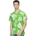thumbnail image 1 of Stylore Hawaiian Shirt for Men Short-Sleeve Button-Down Shadow Hibiscus Green White 2XL, 1 of 6