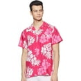 thumbnail image 1 of Stylore Hawaiian Shirt for Men Short-Sleeve Button-Down Shadow Hibiscus Pink White 3XL, 1 of 6
