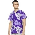 thumbnail image 1 of Stylore Hawaiian Shirt for Men Short-Sleeve Button-Down Shadow Hibiscus Purple White 6XL, 1 of 6