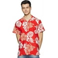 thumbnail image 1 of Stylore Hawaiian Shirt for Men Short-Sleeve Button-Down Shadow Hibiscus Red White X-Large, 1 of 6
