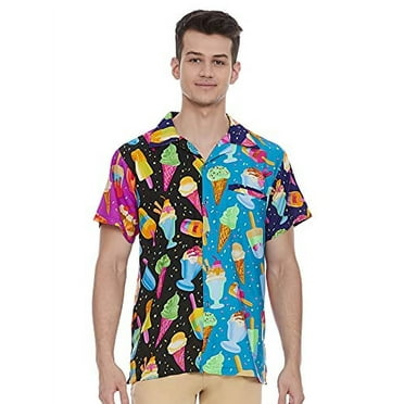 Stylore Hawaiian Shirt for Men Short Sleeve Casual Ice-Cream Multi XS