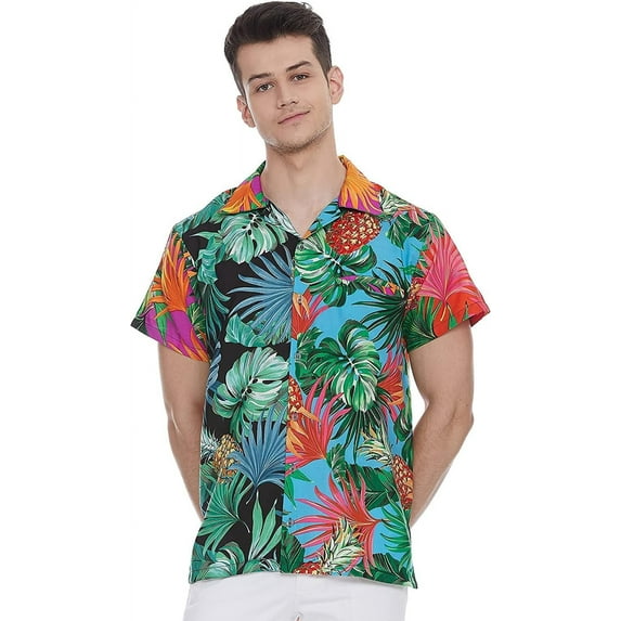 Stylore Hawaiian Shirts for Men Relaxed-Fit Pineapple Tropical Multi XL