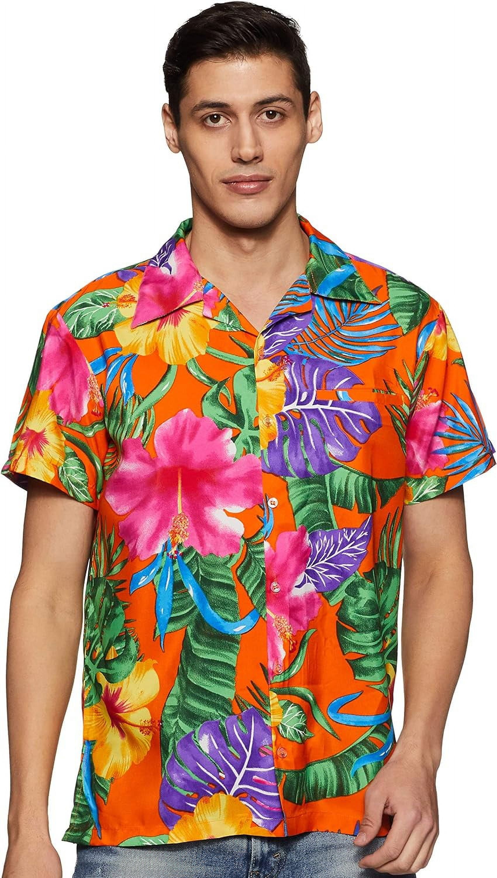 Exotic Hibiscus Flower Hawaiian Print Men's Short Sleeve Shirt
