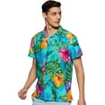 thumbnail image 1 of Stylore Men's Hawaiian Shirt Short-Sleeve Button-Down Bright Big Hibiscus Turquoise 5XL, 1 of 6