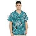 thumbnail image 1 of Stylore Mens Hawaiian Shirt Short-Sleeve Animal Print Leopard Turquoise S, 1 of 1