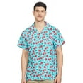 thumbnail image 1 of Stylore Mens Hawaiian Shirt Short-Sleeve Funky Aloha Cherry Turquoise L, 1 of 1