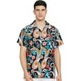 thumbnail image 1 of Stylore Mens Hawaiian Shirt Short-Sleeve Funky Aloha Paisley Big Black Large, 1 of 1