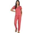 thumbnail image 1 of Stylore Two Piece Pajamas Set Soft Short-Sleeve Top Pants Loungewear Red L, 1 of 6