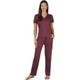 thumbnail image 1 of Stylore Two Piece Pajamas Set Soft Short-Sleeve Top Pants Loungewear Wine M, 1 of 6