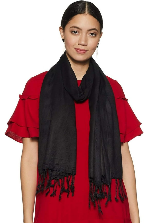 Women Scarf Shawl Any Season Scarve Wrap Viscose Solid Black Large