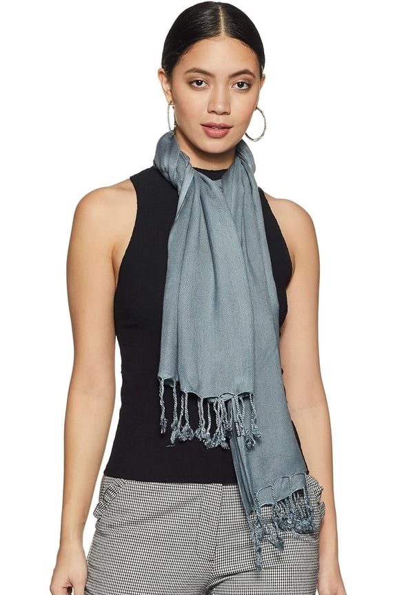 Women Scarf Shawl Any Season Scarve Wrap Viscose Solid Grey Large