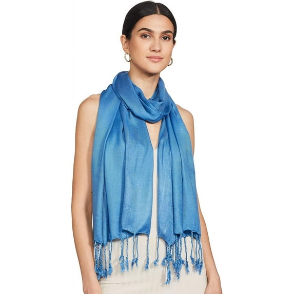 Stylore Women Scarf Shawl Any Season Scarve Wrap Viscose Solid SteelBlue Large