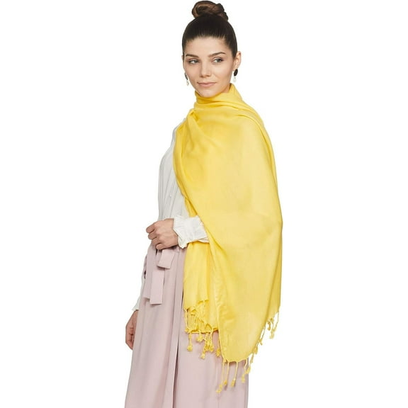Stylore Women Scarf Shawl Any Season Scarve Wrap Viscose Solid Yellow Large