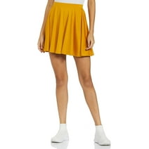 Stylore Women's Basic Versatile Stretchy Casual Mini Skater Skirt Mustard M