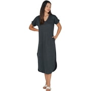 Stylore Women's Nightshirt Short Sleeve Nightgown V-Neck Sleepwear Black M