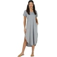 thumbnail image 1 of Stylore Women's Nightshirt Short Sleeve Nightgown V-Neck Sleepwear Grey 2XL, 1 of 6