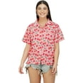thumbnail image 1 of Stylore Womens Hawaiian Shirt Short Sleeve Blouse Funky Cherry Pink S, 1 of 7