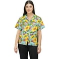 thumbnail image 1 of Stylore Womens Hawaiian Shirt Short Sleeve Blouse Funky Sun Flower Turquoise S, 1 of 7