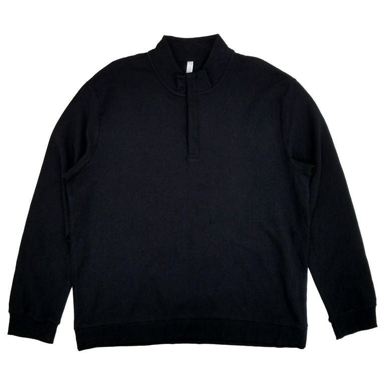 Stylus Mens Black Long Sleeve Quarter Zip Mock Neck Ribbed Shirt