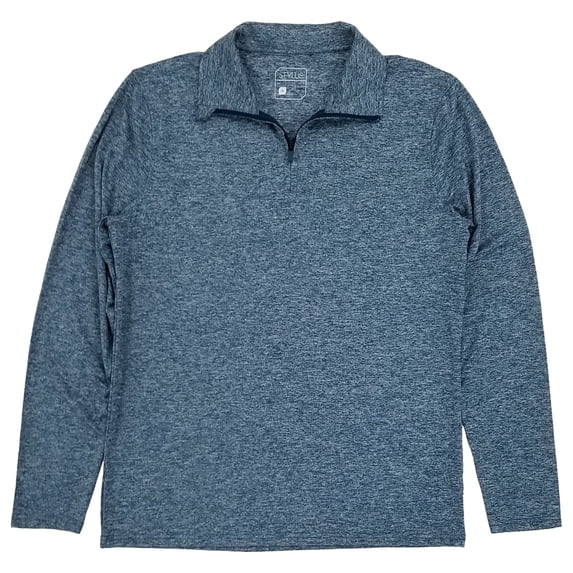 Stylus Mens Blue Heather Long Sleeve Performance Quarter Zip Pullover Shirt M