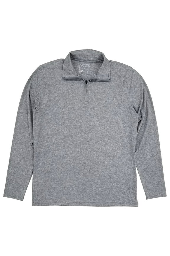 Mens Gray Heather Long Sleeve Performance Quarter Zip Pullover Shirt XXL