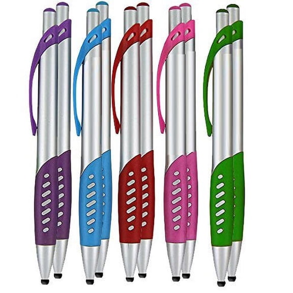 Stylus Pen, 2 in 1 Capacitive Stylus & Ballpoint Click Pen with Comfort Grip For Universal touchscreen Devices, Tablets,iPad, iPhone 6,6 Plus, iPod, Android, Samsung Galaxy(Silver 10 Pack)