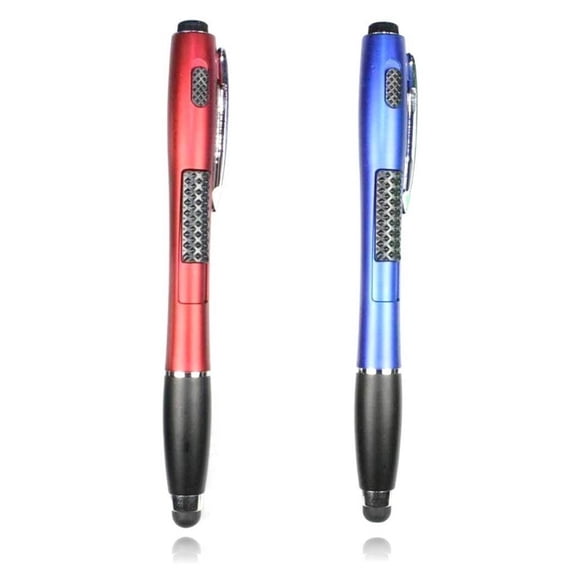 Stylus Pen [2 Pcs], 3-in-1 Touch Screen Pen (Stylus + Ballpoint Pen + LED Flashlight) For Smartphones Tablets iPad iPhone Samsung LG Sony etc [Red + Blue]