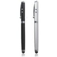 thumbnail image 1 of stylus pen [2 pcs], 4-in-1 touch screen pen (stylus + ballpoint pen + led flashlight + pointer) for smartphones tablets ipad iphone samsung lg sony etc [black + silver], 1 of 2