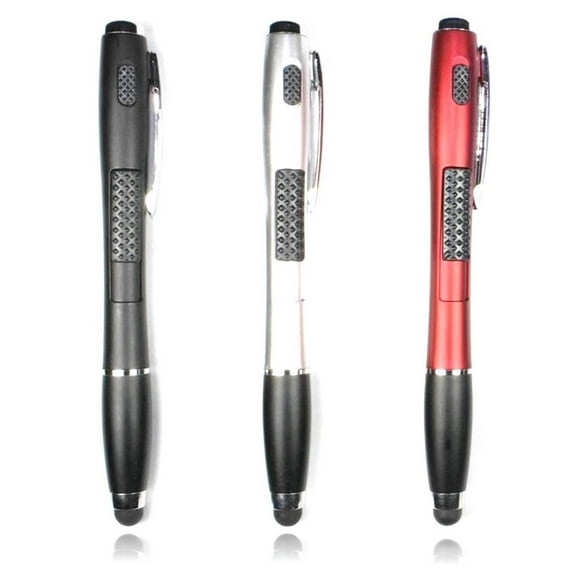 Stylus Pen [3 Pcs], 3-in-1 Touch Screen Pen (Stylus + Ballpoint Pen + LED Flashlight) For Smartphones Tablets + 3 Extra Ink