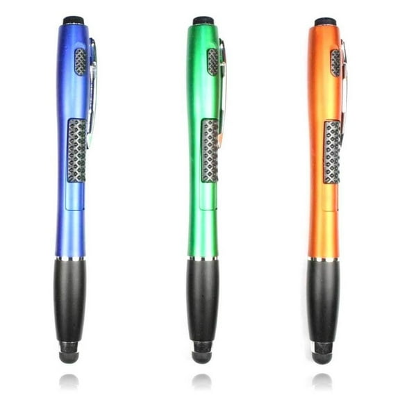 Stylus Pen [3 Pcs], 3-in-1 Touch Screen Pen (Stylus + Ballpoint Pen + LED Flashlight) For Smartphones Tablets iPad iPhone Samsung LG Sony etc [Green + Orange + Blue]