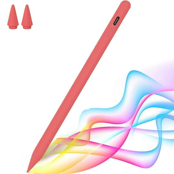 Stylus Pen for iPad, Palm Rejection & Tilt Active 1st 2nd Generation Pencil Compatible with iPad Pro 11/12.9, iPad 9/8/7/6, iPad Air 4/3, iPad Mini 6/5, Red