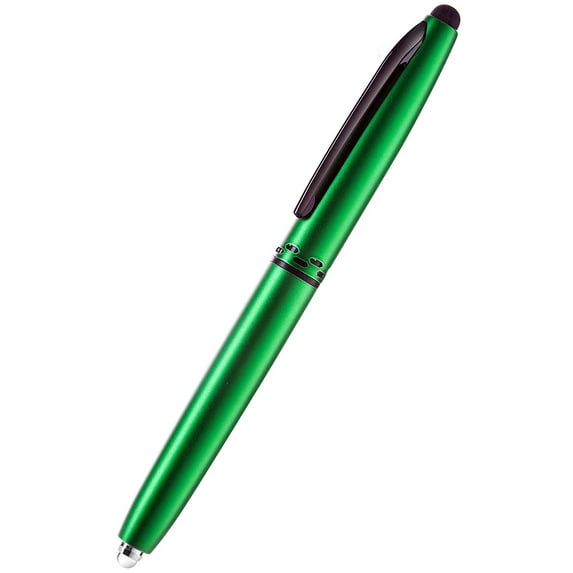 Stylus Pen- Capacitive Stylus, 3-in-1 Metal Pen, Multi-Function,Ballpoint Ink Pen,with LED Flashlight, for Touchscreen Devices, Tablets, iPads, iPhones, 1PK, Green