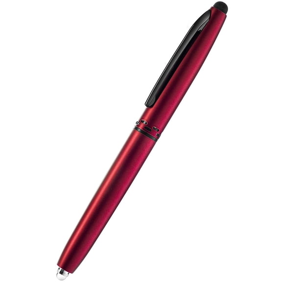 Stylus Pen- Capacitive Stylus, 3-in-1 Metal Pen, Multi-Function,Ballpoint Ink Pen,with LED Flashlight, for Touchscreen Devices, Tablets, iPads, iPhones, 1PK, Red