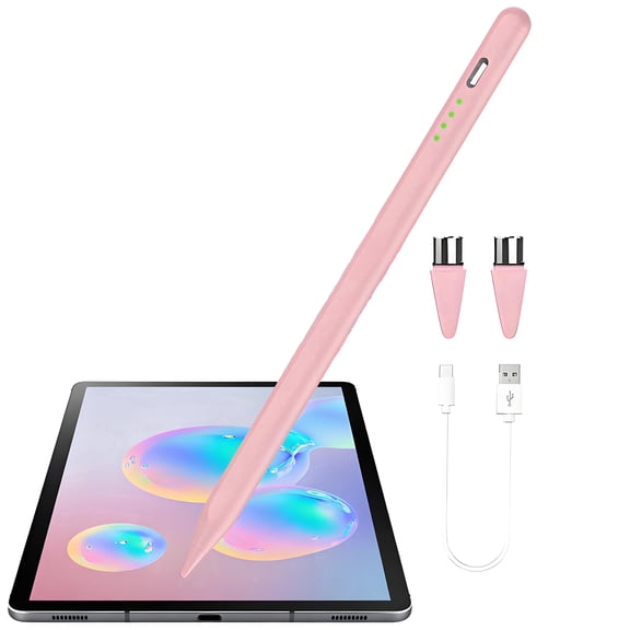 Stylus Pen Compatible for iPad, Iphone and Android Tablets, 1.5mm Fine Tip Capacitive Pencil with Magnetic Attachment,Power Indicator for Drawing,Writing,Note Taking,Pink