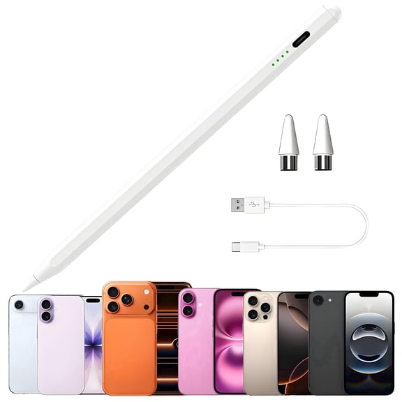 Stylus Pen Compatible for Iphone and iPad (6th11th Gen), Rechargeable Stylus Pencil with Magnetic Attachment, High Precision Smooth Writing for Ios, Android Tablets & Smartphones, White