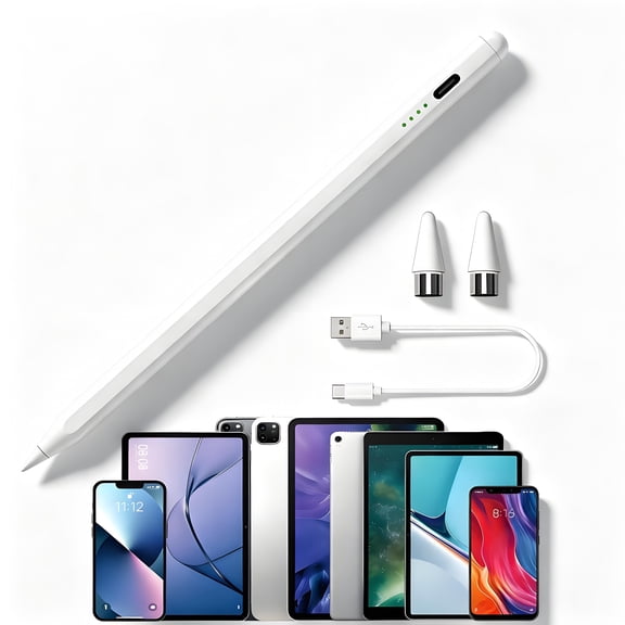 Stylus Pen Compatible for Iphone/iPad(6th-11th),Rechargable Stylus Pencil with High Precision,Smooth Writing,Magnetic Attachment Compatibility for Ios,Android Tablets & Mobilephones,White
