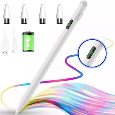 Stylus Pen for Tablets Touch Screens, Fast Charge Stylus Pen for Apple iPad/iPhone/Android/iOS/Samsung/Lenovo/Xiaomi Tablets Phone Pen Capacitive Screen Writing Stylus Pencil with Power Display, White