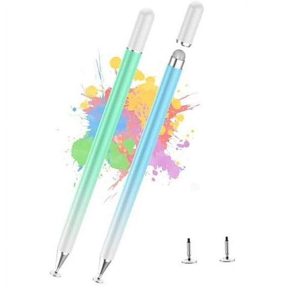 Stylus Pen for Touchscreen, 2 in 1 Active iPad Pencil High Sensitivity & Precision, Stylus Pen for iPhone/iPad/Samsung/Galaxy/Huawei/Surface/Tablets/Phone, All Touch Screens - Blue+Green