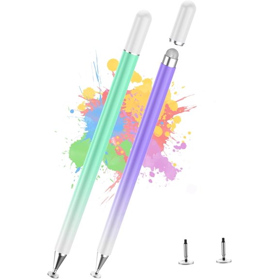 Stylus Pen for Touchscreen, 2 in 1  iPad Pencil High Sensitivity & Precision, Stylus Pen for /iPad//Galaxy//Surface/Tablets/Phone,  Touch Screens - Purple+Green
