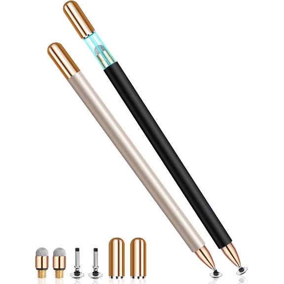 Stylus Pen for Touchscreen, 2-in-1 Universal Stylu Pen for iPhone iPad Android Tablet Kindle Chromebook Galaxy All Touch Screens, High Sensitivity Fiber & Disc Stylus Pens Magnetic Cap