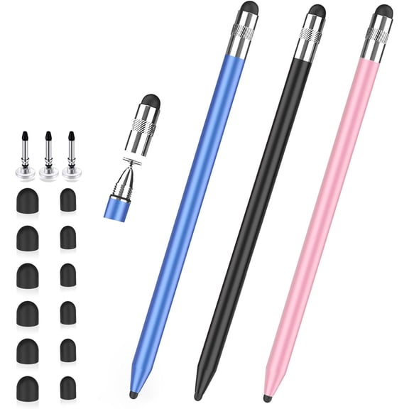 Stylus Pen for Touchscreen, 3-in-1 Rubber Disc Stylus, High Sensitivity and Precision, Universal Stylus Pen Compatible for Ipad,iPhone Android Kindle All Capacitive Tablets
