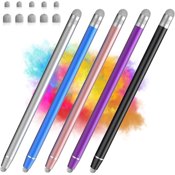 Stylus Pen for Touchscreen, 5 Pack Dual Fiber Stylus, High Sensitivity and Precision, Universal Stylus Pen for Android, Ipad,iPhone, Galaxy Surface,Kindle All Capacitive Touch Screens