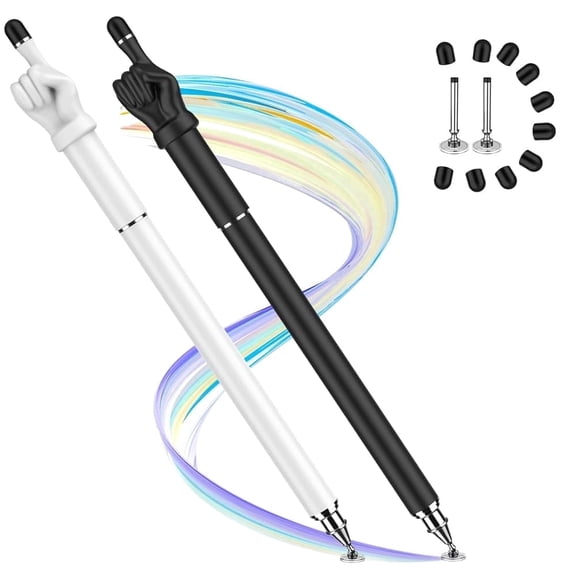 MEKO Stylus Pen for Touchscreen, 2 in 1 Disc Tip & Rubber Tip Stylus Pens, High Precision Capacitive Stylus with Replacement Tips for iPad, iPhone, Android Phones, Tablets (2 Pack)