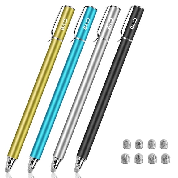 MEKO Stylus Pens for Touch Screens, 2 in 1 Capacitive Stylus with Dual Fiber Tips, High Sensitivity Digital Pen with 8 Extra Tips for iPad, iPhone, Android Phones, Tablets & Devices