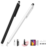 MEKO 2 Pack Stylus Pen for for iPad iPhone Samsung Touchscreen Disc Tip Retractable 2-in-1 High Sensitivity Stylus for Writing Drawing Scrolling All Devices