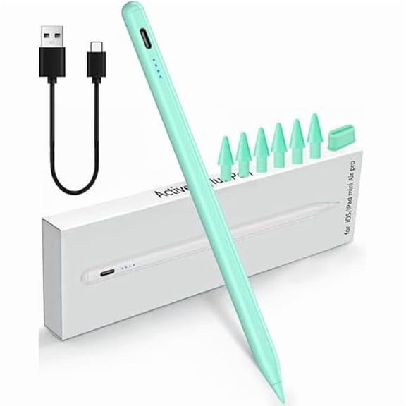 Stylus Pen for iPad 10th/9th/8th/7th/6th Generation, Palm Rejection Pencil Compatible with Apple iPad Pro 13"/12.9"/11" (M4), iPad Mini 6/5, iPad Air 5/4/3 (M2) - Green