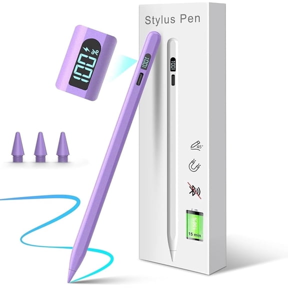 Stylus Pen for iPad 2018-2025, Apple iPad Pens 10th&9th Generation with LED Battery Display, Palm Rejection, Fast USB-C Charging, No Bluetooth, Compatible with iPad Pro Air Mini