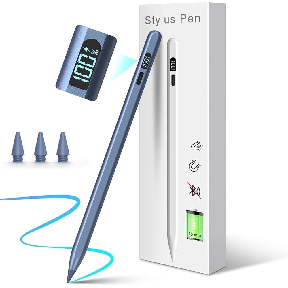 Stylus Pen for iPad 2018-2025, Apple iPad Pens 10th&9th Generation with LED Battery Display, Palm Rejection, Fast USB-C Charging, No Bluetooth, Compatible with iPad Pro Air Mini